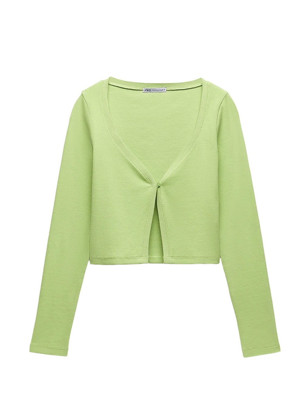 Zara Light Green Ribbed Cardigan Top